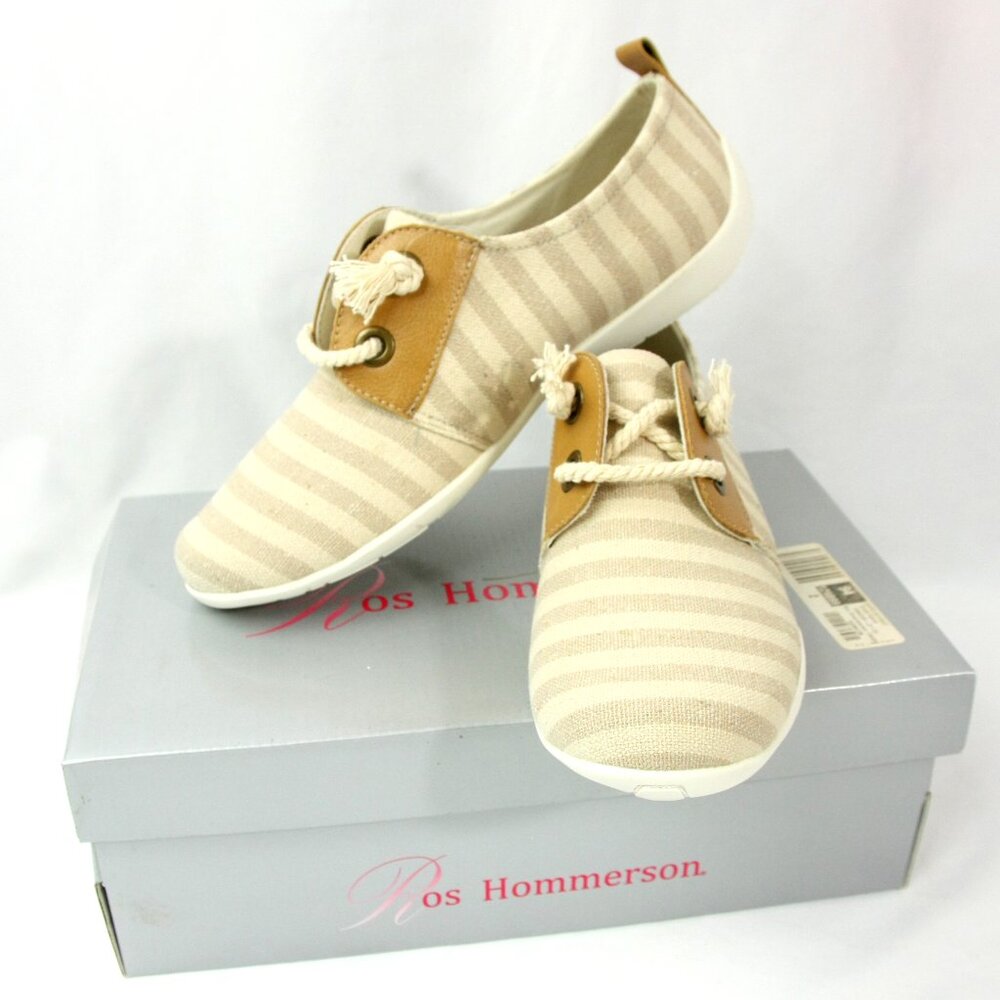 NEW Ros Hommerson Calypso Striped Slip On Canvas Sneakers Trainers 9.5 Coastal